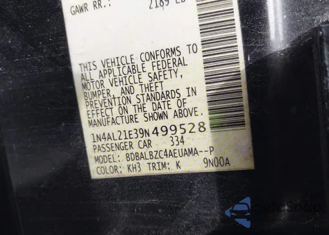 2009 Nissan Altima 2.5 S from USA, damaged, VIN 1N4AL21E39N499528